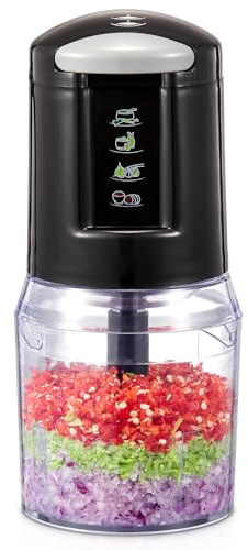 Mini Zerkleinerer Elektrisch 500ml, 300W Küchenmaschine mit 4 Edelstahlklingen & 2 Geschwindigkeiten, Multizerkleinerer für Gemüse, Fleisch, Nüsse, Saucen & Babynahrung