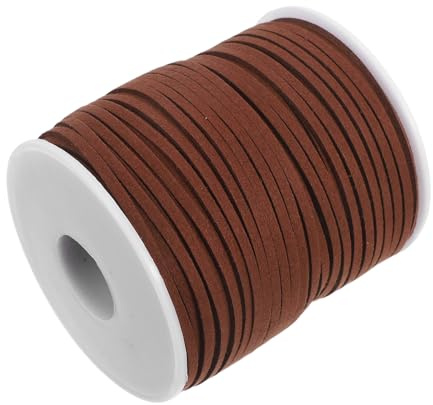 Gatuida Cordón de Cuero sintético de Gamuza para Hacer Joyas, Collares, Pulseras, Manualidades, Abalorios, 2,6 mm, 49 Yardas, Color café