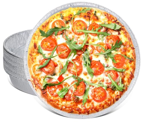 12 Inch Aluminum Pizza Pans, 25 Pack Disposable Round Foil Pizza Pan Trays, Oven & Freezer Safe Disposable Pizza Pan for Baking, Serving, Catering & Parties