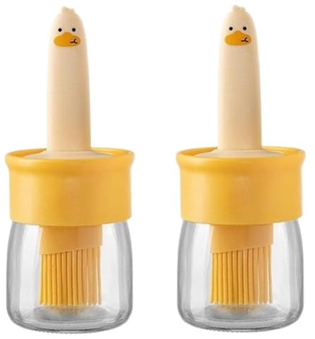 Bosiyrggrl Little Yellow Duck Oil Bottle Barbecue Silicone Brush Suitable for Kitchen Oil Bottle with Brush B