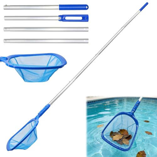 Forbabe Pool Kescher mit Teleskopstange 186cm, Kescher Pool Feinmaschig | für Swimmingpool Gartenteich (186cm)
