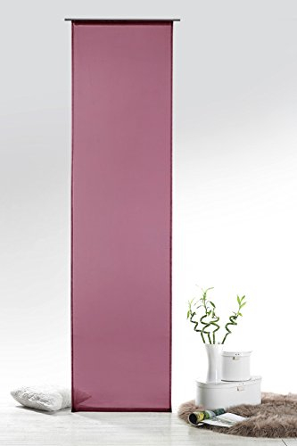 heimtexland Fashion&Joy - Schiebegardine Voile Beere HxB 245x60 cm mit Zubehör - transparent einfarbig - Flächenvorhang Schiebevorhang Gardine Typ418