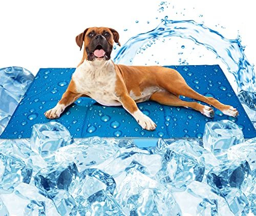 Zellar Kühlmatte für Hunde Selbst Kühlende Hundematte Kühldecke Hunde Sommer Kühlkissen Hundedecke mit Kaltgel-Füllung für Zuhause Unterwegs oder im Auto, L 90x50cm