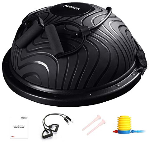 PROIRON Balance Ball Trainer Half Ball 47cm/60cm, Halber Gymnastikball bis 300kg Belastbar, Gymnastik Halbball Halbkugel Balancetrainer mit Expander & Fußpumpe für Fitness, Stabilitäts, Core Training