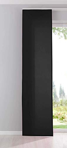 Gardinenbox Flächenvorhang Schiebegardine Cationic Blickdicht Leinen Optik Natura seidenmatt, HxB 245x60 cm, Schwarz Landhaus Stil, 204411