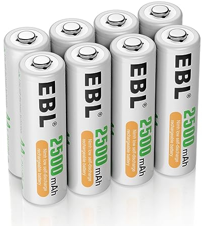 EBL AA Akku 2500mAh - wiederaufladbare AA Batterien Typ NI-MH 8 Stück, 1.2V Mignon Akkubatterien