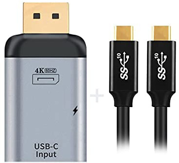 Xiwai Cable de 100 W y 10 Gbps y fuente USB-C tipo C hembra a Displayport DP Sink HDTV y adaptador de corriente PD 4K 60Hz 1080p para teléfono y portátil