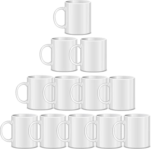 RAINBOWTIE Sublimation Mugs Blank, 11oz Sublimation Coffee mugs, White Coated Ceramic Cup, Mug Sets - Set of 12
