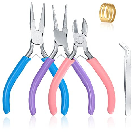 3 Pcs Jewellery Making Pliers for Jewellery Making, Jewelry Making Pliers Tools with Needle Nose/Chain Nose/Wire Cutter Plier for Jewellerys Beading Repair