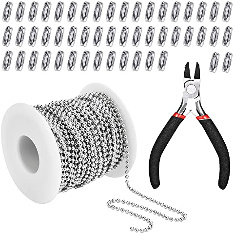 ANTHYTA 15 Metri Catena a Palline in Acciaio Inossidabile Estensione Decorativa 100 Perline Connettore e Pinze per Creazione Gioielli Cavigliera Collana Braccialetto