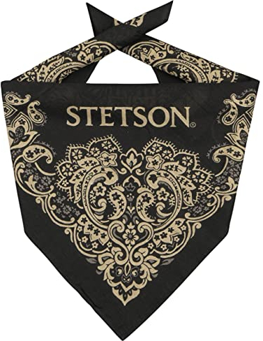 Stetson Paisley Bandana Kopftuch 100% Baumwolle Klassische Musterung Damen Herren All Seasons schwarz One Size