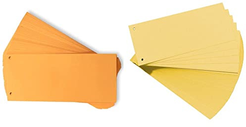 Oxford Trennstreifen, aus Karton, gelocht, 190 g/m², orange, 100 Stück & Trennstreifen, aus Karton, gelocht, 190 g/m², gelb, 100 Stück