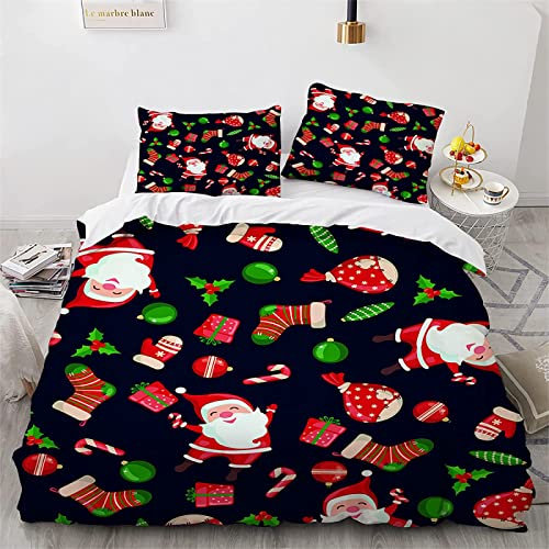 Bettwäsche 135x200 Bettbezug Winter Bettwäsche-Sets Roter Weihnachtsschmuck Elch Muster Weich Hypoallergen Baby Bettwäsche Set mit 2 Kissenbezüge 80x80 cm, Geeignet für Jungen Mädchen Kinder
