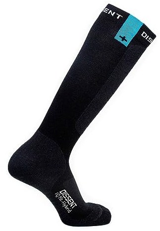 DISSENT Unisex Adults IQ Fit Hybrid Thin High-Performance Breathable Warm Insulated Padded Over the Calf Merino Wool Ski Socks, Large