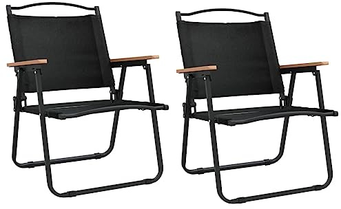 vidaXL 2X Sillas de Camping de Playa Sillas de Director Plegable para Patio de Picnic de Alumnio Exterior Tela Oxford Negro 54x55x78 cm