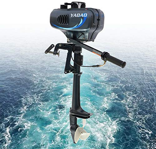 2 Stroke 3.5HP Outboard Motor Boat Engine, 49CC Heavy Duty Fishing Boat Engine Gas Trolling Motor with Water Cooling CDI System for Rubber Boats, Inflatable Boats, Sailboats
