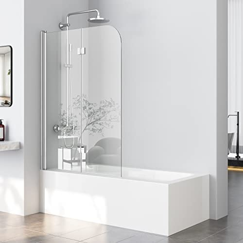 Duschwand für Badewanne 120x140 cm faltbar 2 teilig 6mm NANO ESG Glas Badewannenaufsatz