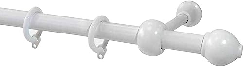 BASTONE IN LEGNO 200cm / 2 metri Diametro 23 mm per Tende a strappo, completo di anelli terminali e staffe di montaggio, disponibile in vari colori MADE IN ITALY (BIANCO)