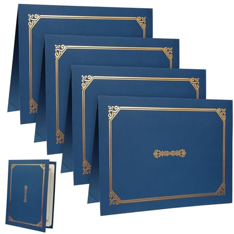 Ciieeo 4 Pièces Dossier Du Titulaire Du Certificat Titulaires De Certificat Protège-documents Bleu Marine Certificat Couvre Porte-certificat Personnalisé Papier A4 Ensemble De Certificats