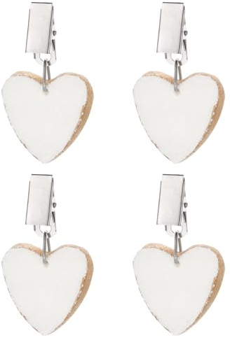 uxcell Tablecloth Weights with Metal Clip, 4PCS Marble Tablecloth Pendant, Gold Heart Shape Tablecloth Pendant Picnic Tablecloth Clips for Decoration, Family Dinner Party (White)