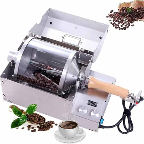 PixCy Coffee Bean Roaster,Stove-Top Coffee Roaster Machine with Insulated Wooden Handle,1200℃ High Temperature Resistant Quartz Glass, Capacity 100~400g,For Home Cafe Nut Peanut,220V