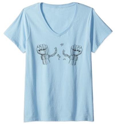 Handschellen, die Kette brechen Schäkel Handschellen Juneteenth Design T-Shirt mit V-Ausschnitt