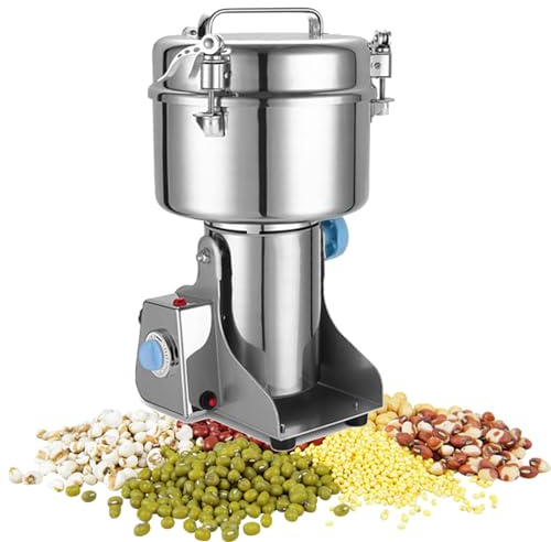 ZIXIAOS Mulino Elettrico per Cereali E Macina Spezie in Acciaio Inossidabile, Motore Commerciale, Macinazione Ultrafine Ad Alta velocità, per Cereali/Erbe/Spezie/Noci,800g