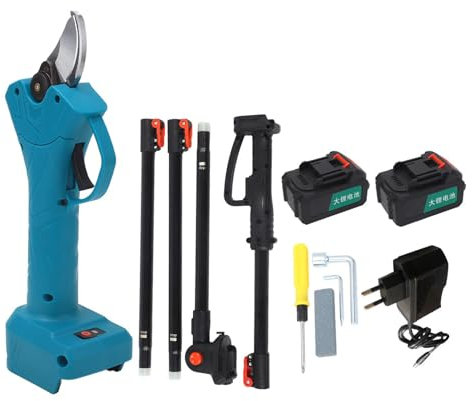 Tijeras de Podar Eléctricas Profesionales con Pértiga Extensible, Hoja de Acero Al Carbono SK5, Motor sin Escobillas de 600 W para un Recorte Seguro y Eficiente, Baterías de