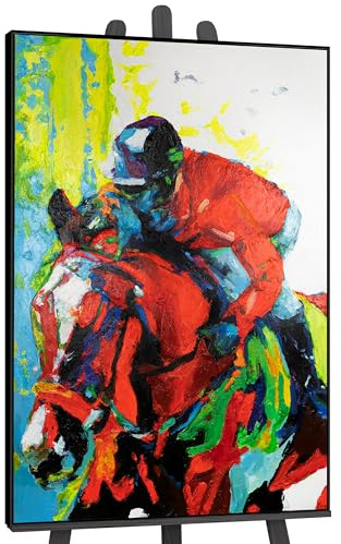 YS-Art Luxus Acrylbild Flug der Reitkunst handgemalt Reitsport Bild bunt