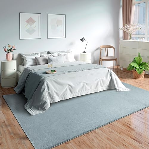 Mia's Teppiche Olivia Wohnzimmer/Schlafzimmer Teppich - waschbar - 120 cm Rund, Blau
