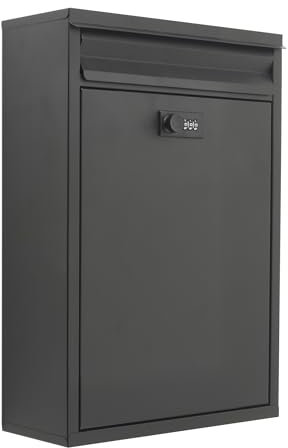 Safes UK Keyless Post Box – Large Steel Mailbox with Secure Combination Lock | Weather-Resistant | Spacious Interior for A4 Envelopes and Small Packages | 42cm Height, 5.5 kg Weight