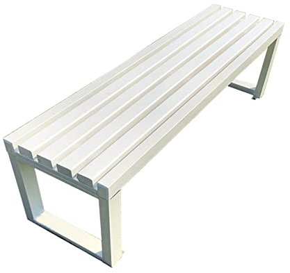 Außenbank aus Metall, Gartenbank, verzinktes Rohrmaterial, robust und langlebig, ideal für den Einsatz im Garten, auf der Straße und im Freien (Farbe: Weiß, Größe: 120 cm)