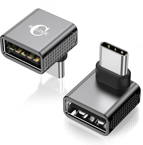 BCLINK Adaptador USB C a USB de 10 Gbps (2 unidades), ángulo recto de 90 grados macho a A 3.2 hembra, convertidor para iPhone 16, serie 15, iPad, MacBook y más