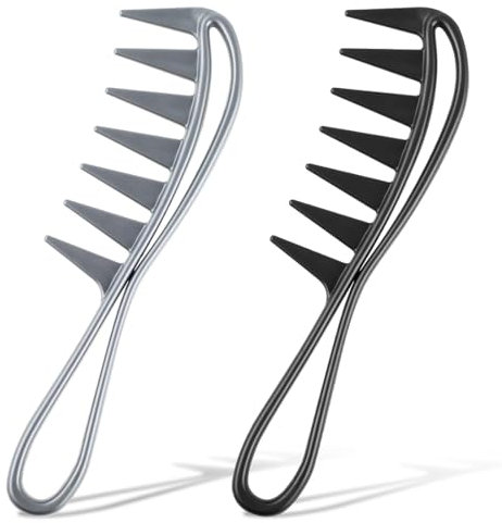 WeddHuis 2 Pcs Peigne de Requin Peigne à Cheveux Bouclés Peigne à Dents Larges Peigne de Coiffure Antistatique Peigne Peignes à Dents de Requin pour Différents Types de Cheveux(2 color)