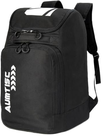 AUMTISC Skischuhtaschen mit Helmfach und Rucksackgurten, Skirucksack Skischuhrucksack mit Helmtasche, Skitasche Siksack für Skistiefel