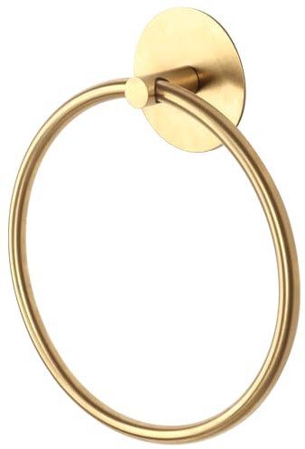 Meplait Anneau porte-serviettes mural adhésif en acier inoxydable pour salle de bain (doré)