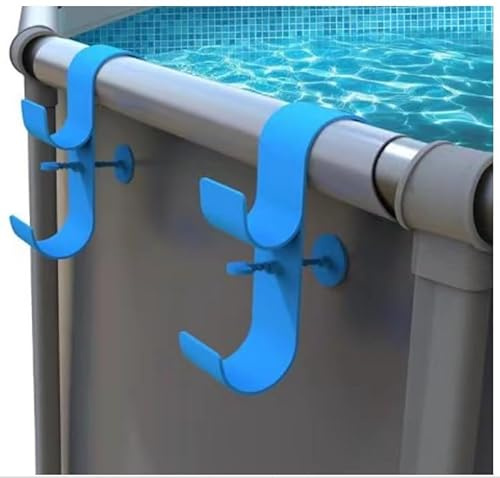 AquaJoyer - Supporto per rete da piscina fuori terra, accessorio per piscina, regolabile, telescopico, per pali da piscina, porta scopino per piscina con ventosa (2PC,blu, 18 x 12 x 3 cm)