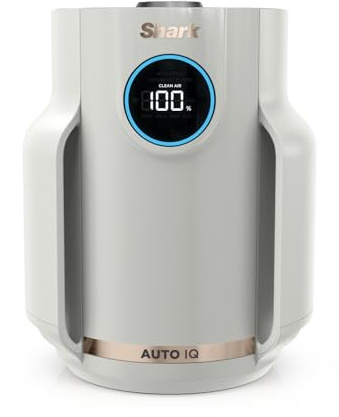 Shark NeverChange, Purificateur d’air compact pro, purificateur d'air silencieux pièces et chambres jusqu'à 23m², HEPA 99,9% aspire poussière, pollen, peaux mortes, écran LED, gris colombe, HP072EU