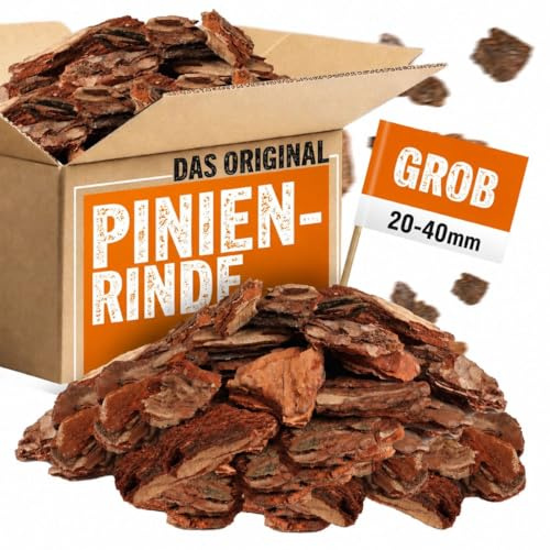 BBQUH Pinienrinde 20–40 mm 140 L (2×70 L) Pinienmulch für Garten & Beete | grobe Körnung, reduziert Unkrautwuchs, dekorative rotbraune Optik, natürlicher Duft, Rinde aus Mittelmeerkiefer