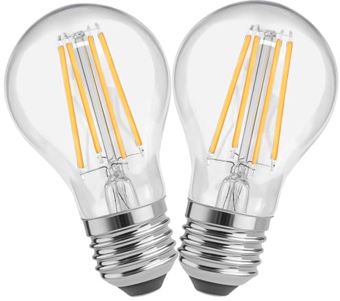 Ddlisu A60 Filament Vintage LED Lampen, E27 A60 LED Edison-Schraube, 60W Äquivalent, GLS-Standard 6W Energiesparlampen, 2700K Warmweiß, Glasklare Glühbirnen, Nicht dimmbar, 2er-Pack