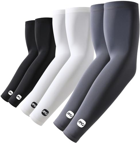 ROCK TAKIN UV Sun Protection Arm Sleeves for Men Women, UPF 50+ Cooling Sun Sleeves to Cover Arms Sports Compression Covers for Golf Baseball Football Work Running Cycling Driving - 3 Pairs
