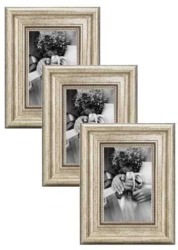 CABBEL fotoram 10x15 cm silver 3-pack vintage barock antik stil akrylglas okrossbart foto poster certifikat elegant hem