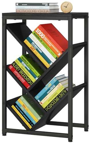 IBUYKE 5 Tier Tree Bookshelf,Small Desktop Bookshelf,Black TBC003B