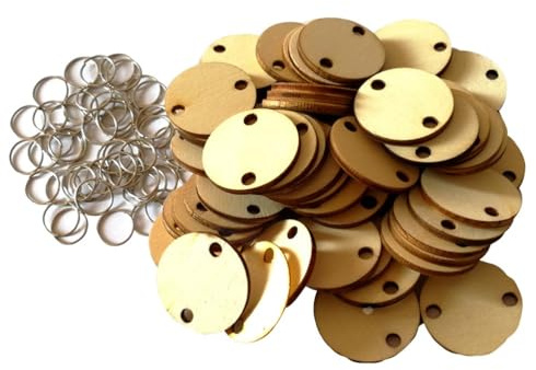 Lurrose tranches Rondes Calendrier Suspendu en Bois avec 100 Rondelles en Bois Naturel et 100 Boucles Fer, Découpe Précise, Assemblage Facile pour Décoration Murale Intérieure et Rappel d'Anniversaire