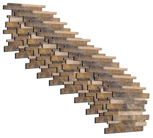 AS COUNTRY STONE Selbstklebende Mosaikfliesen | 30,3cm x 29,7cm | Wandpaneele für mühelose Montage | Akustikpaneele | Wandverkleidung - Küchenrückwand | Klebefliesen