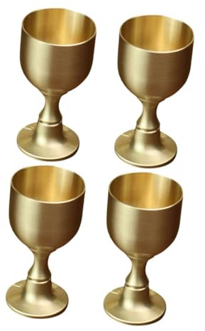 Ciieeo 4 pièces Calices Cuivre Alliage Élégants Rétro Goblets Médiévaux Hauts pour Communions Cérémonies Religieuses Fêtes Thématiques