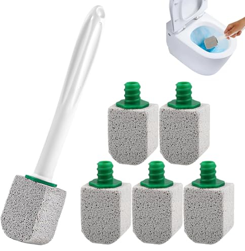 Piedra Pómez 5 Piezas con 1 Reutilizable Mango, Limpieza WC Eliminador Eficaz de Cal y Sarro Persistente, para WC, Baño, Cocina