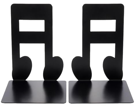2 topes de libro de notas musicales huecos para estantes, extremo de metal resistente, tope decorativo para sujetalibros de escritorio para aula de música