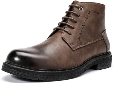 Allthemen Mens Ankle Boots Lace Up Chelsea Business Chukka Shoe | Mens Formal Oxfords Derby Comfortable Dress Boots Casual Round Toe Leather Shoes for Wedding Dinner
