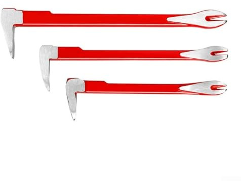 Juego de 3 barras de palanca resistentes para extracción de uñas con diseño de doble garra para tirar de uñas, herramientas planas de aleación de acero resistente